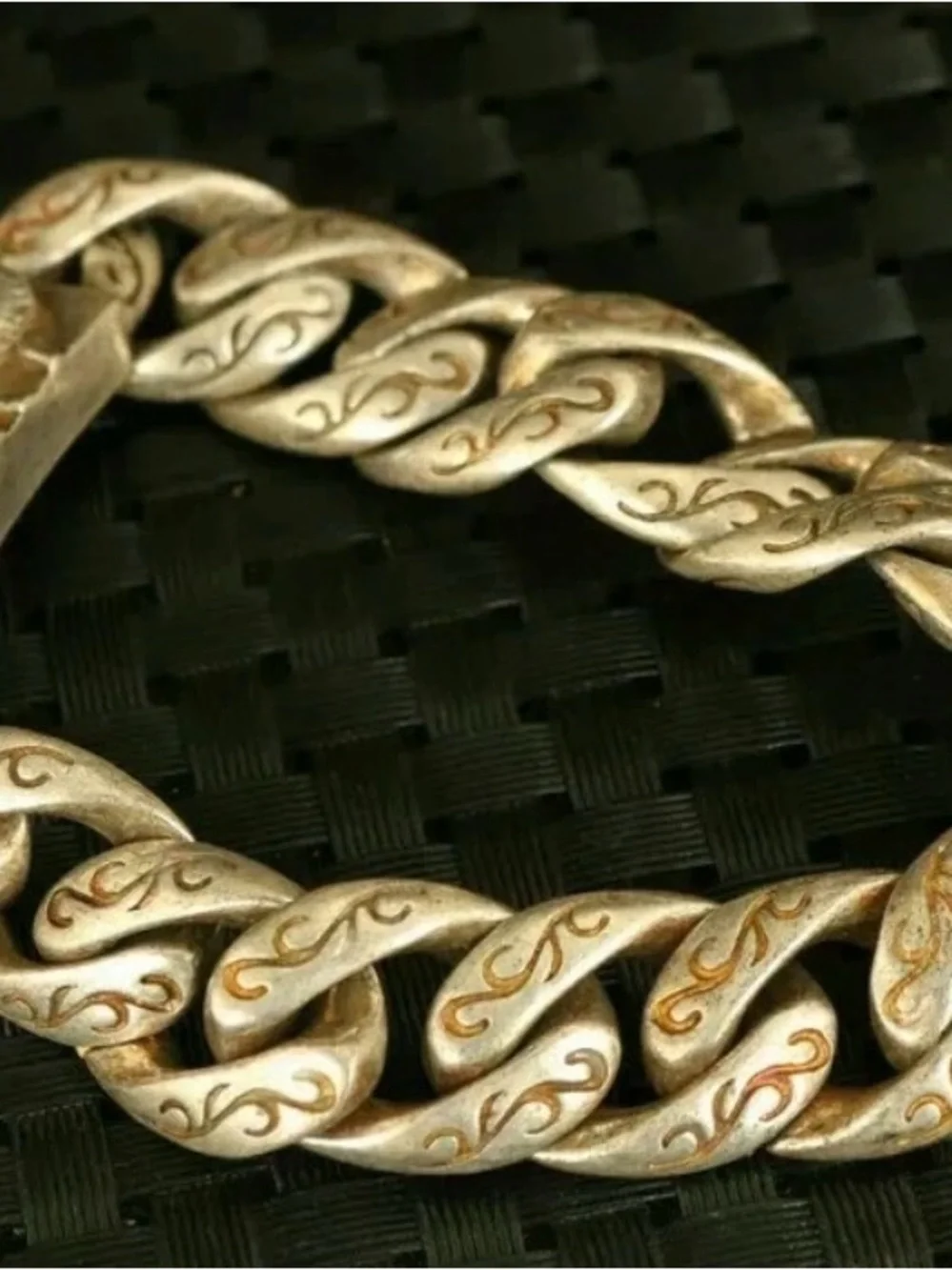 Men's Silver-Tone Serpent Link Bracelet - Sculpted Chain Design